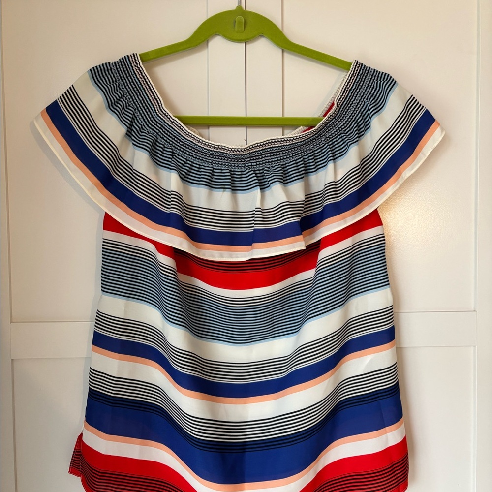 LAUNDRY BY SHELLI SEGAL - Striped Off-Shoulder Women's Top